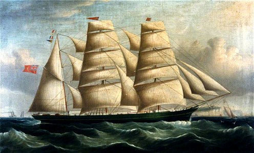 W. Webb - Frigate Hannah and Mary (c 1850). Free illustration for personal and commercial use.