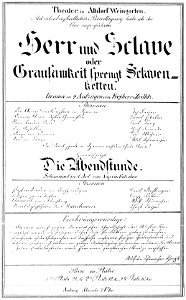 Weingarten Theaterzettel 1840s Herr und Sclave