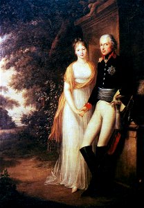 Friedrich Wilhelm III mit Königin Luise im Park von Schloss Charlottenburg. Free illustration for personal and commercial use.
