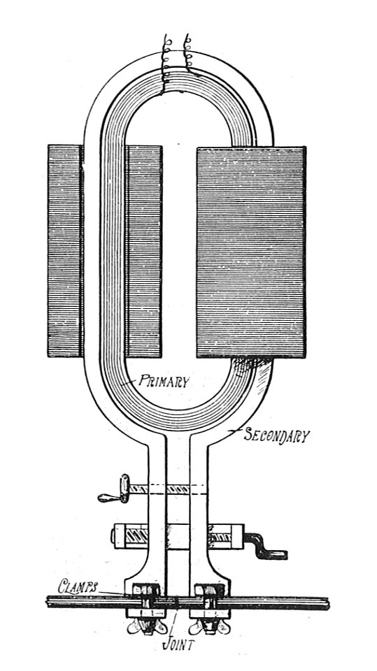 Welding transformer (Rankin Kennedy, Electrical Installations, Vol II, 1909)