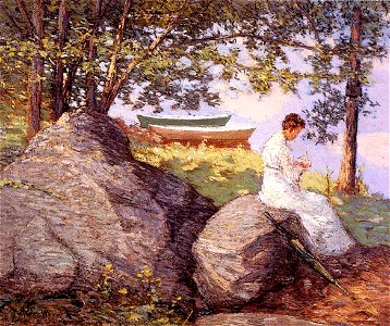 Julien Alden Weir On the Shore. Free illustration for personal and commercial use.