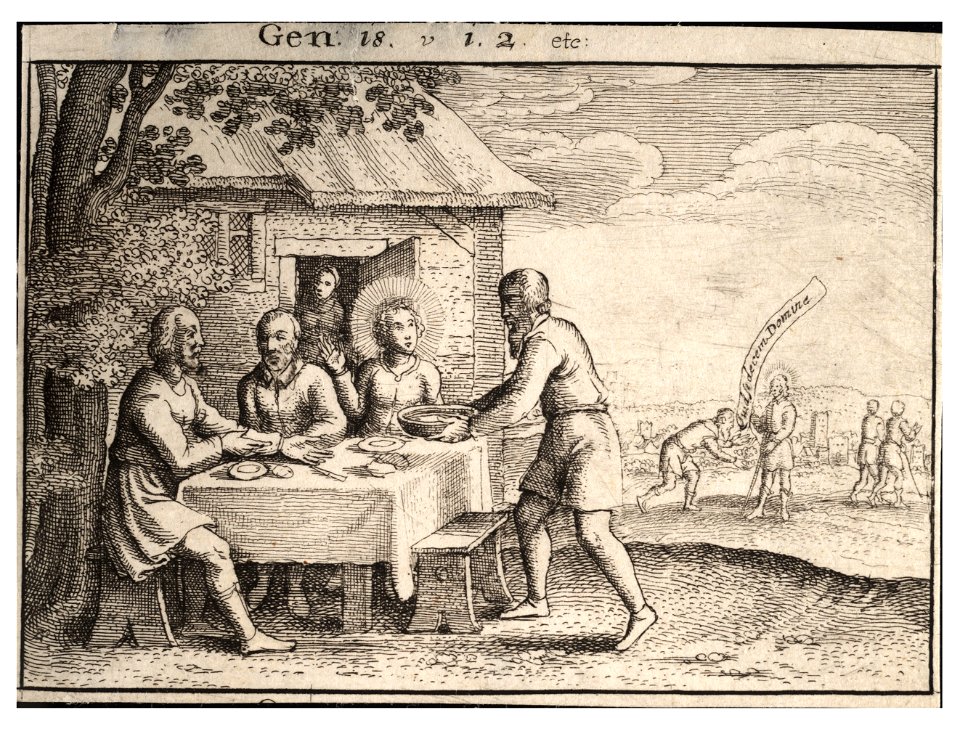 Wenceslas Hollar - Abraham entertains the angels (State 1)