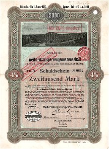 Weißeritztalsperrengenossenschaft 2000 Mk 1909