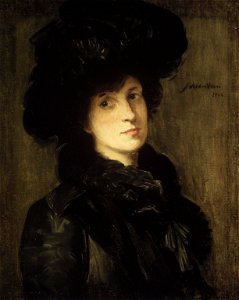 Brooklyn Museum - Girl in Black - Julian Alden Weir - overall. Free illustration for personal and commercial use.