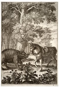 Wenceslas Hollar - Boar and ass. Free illustration for personal and commercial use.