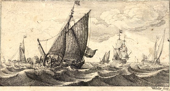 Wenceslas Hollar - A bezan yacht. Free illustration for personal and commercial use.