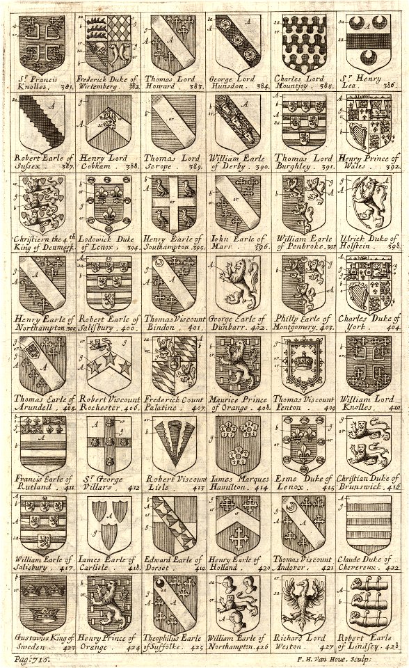 Wenceslas Hollar - Arms of knights of the Garter (State 3)