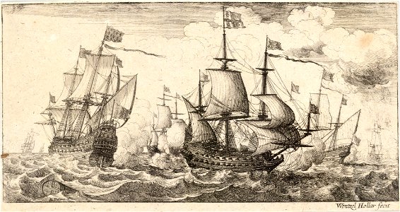 Wenceslas Hollar - A sea fight (State 1)