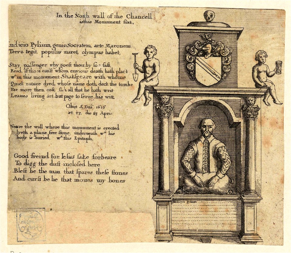 Wenceslas Hollar - Clopton and Shakespeare (monument)