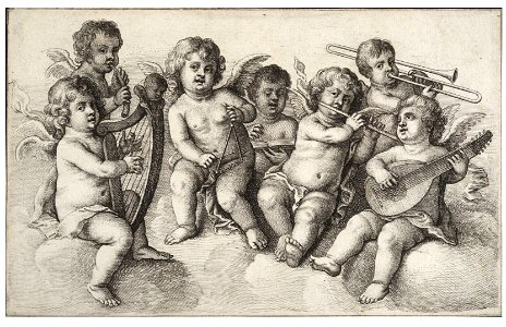 Wenceslas Hollar - Concert of cherubs in the clouds