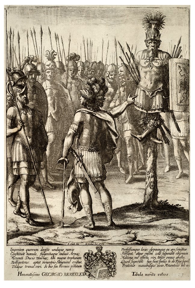 Wenceslas Hollar - Aeneas erects a trophy of the weapons of Mezentius (State 4)