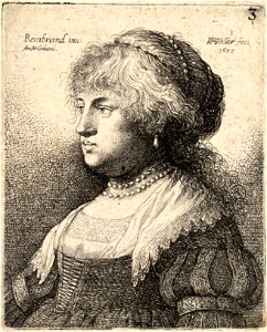 Wenceslas Hollar - Bust of Saskia, after Rembrandt (State 2)