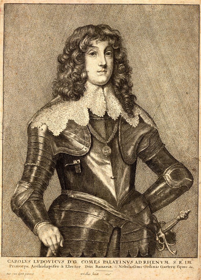 Wenceslas Hollar - Charles Louis, Count Palatine of the Rhine (State 1)