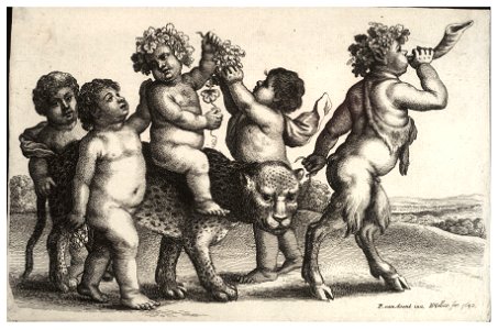 Wenceslas Hollar - Four boys, a young satyr, and a leopard 2