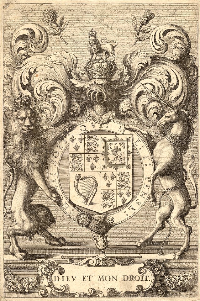 Wenceslas Hollar - English royal arms (State 2)