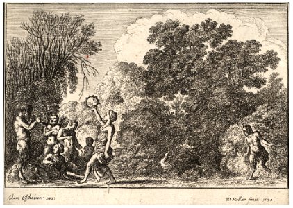 Wenceslas Hollar - Five satyrs and two nymphs, after Elsheimer