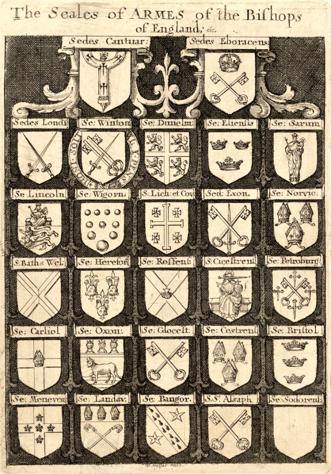 Wenceslas Hollar - Arms of the English bishoprics