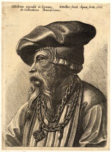 Wenceslas Hollar - Bearded man with chain necklace (State 1). Free illustration for personal and commercial use.
