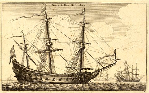 Wenceslas Hollar - Dutch warship (State 2)