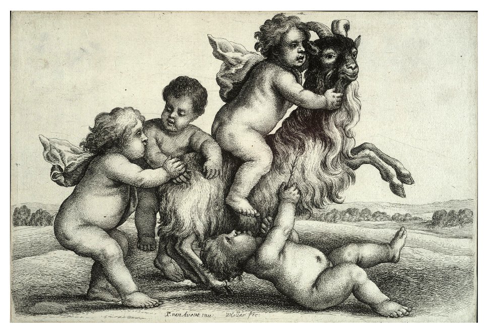 Wenceslas Hollar - Four small boys and a goat