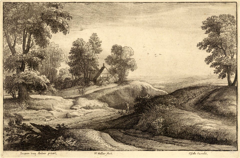 Wenceslas Hollar - Cottage on a hill (State 2)