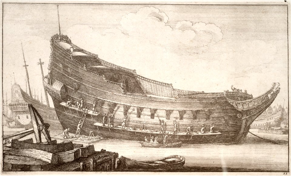 Wenceslas Hollar - Fitting out a hull (State 3)