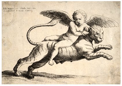Wenceslas Hollar - Cupid on a tiger, after Giulio Romano