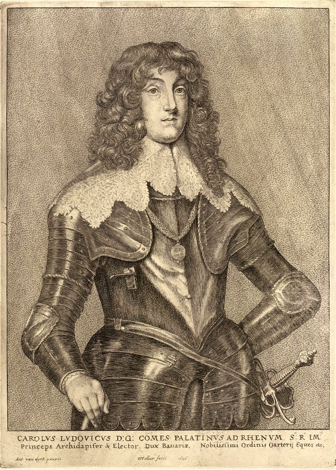 Wenceslas Hollar - Charles Louis, Count Palatine of the Rhine (State 3)