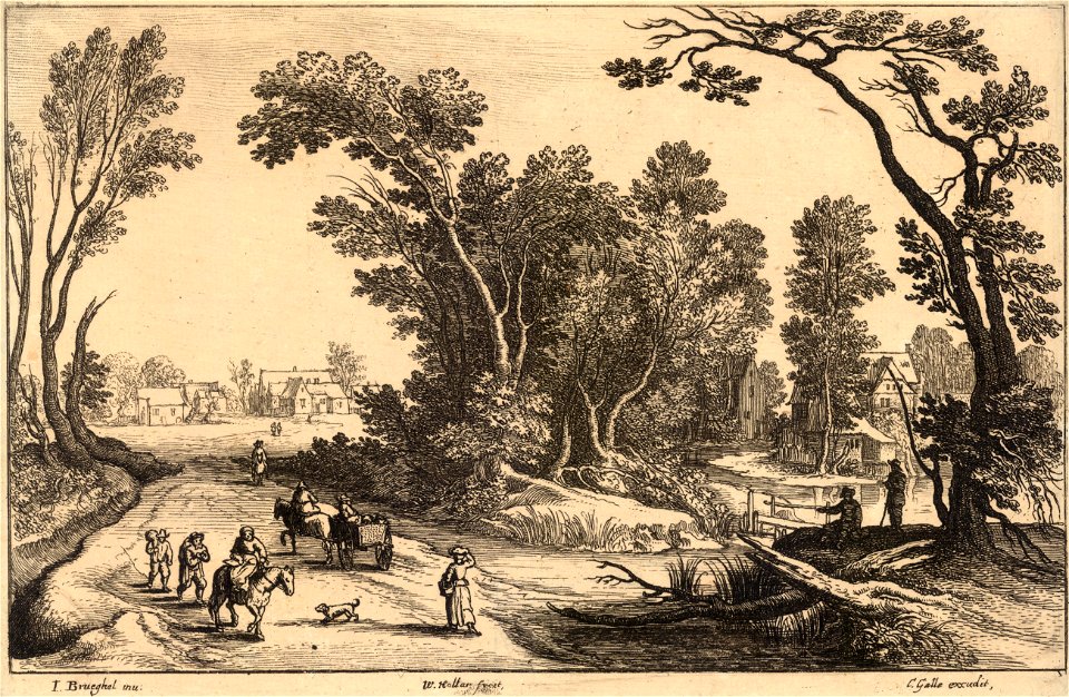 Wenceslas Hollar - Going to market (Brueghel) (State 2)