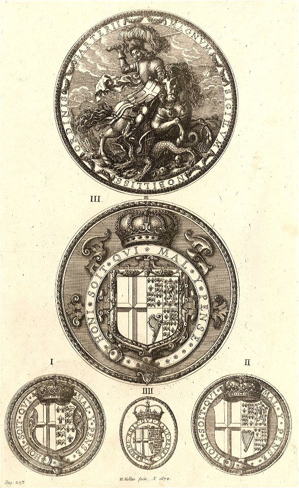 Wenceslas Hollar - Four seals of the Garter (State 2)