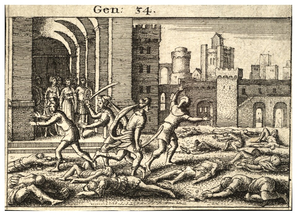 Wenceslas Hollar - Jacob's sons slaying the Shechemites (State 1)