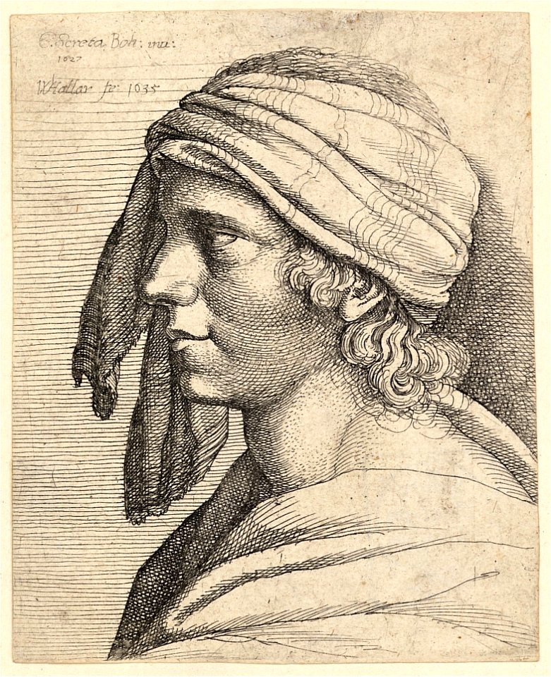 Wenceslas Hollar - A Man's head, after Screta