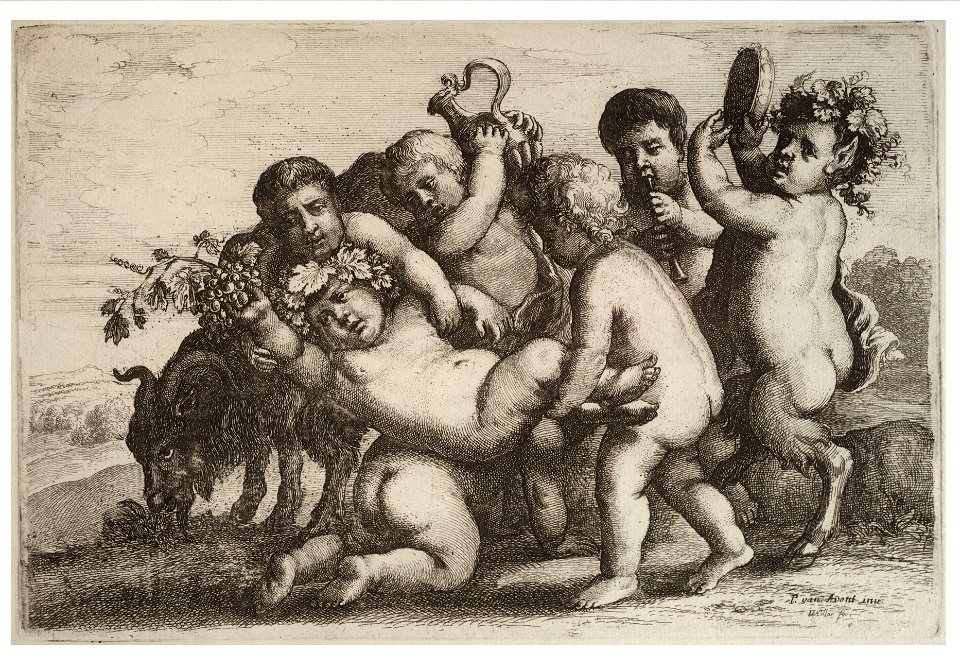 Wenceslas Hollar - Five boys, two satyrs, and a goat