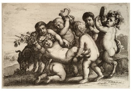 Wenceslas Hollar - Five boys, two satyrs, and a goat