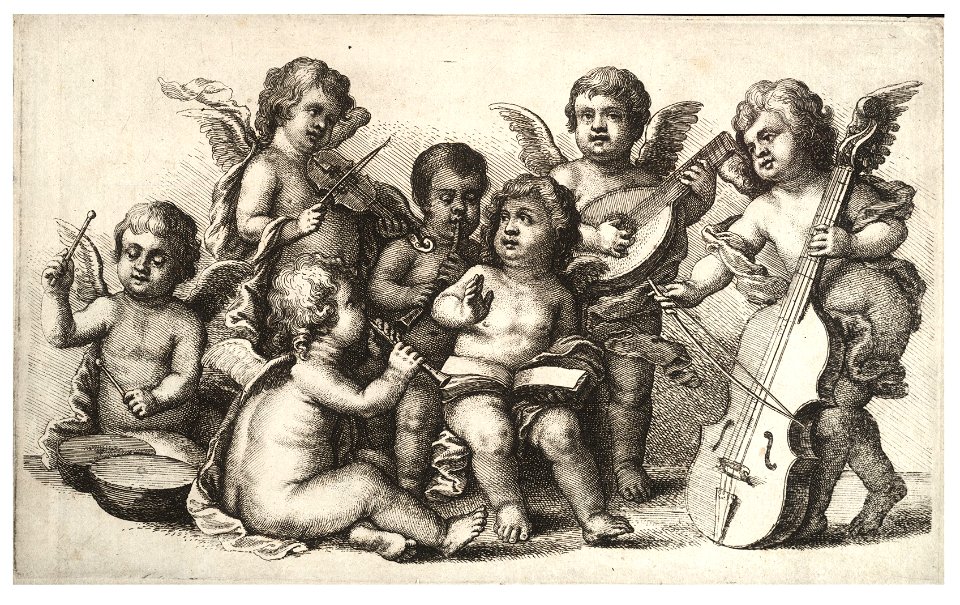 Wenceslas Hollar - Concert of cherubs on earth (State 1)