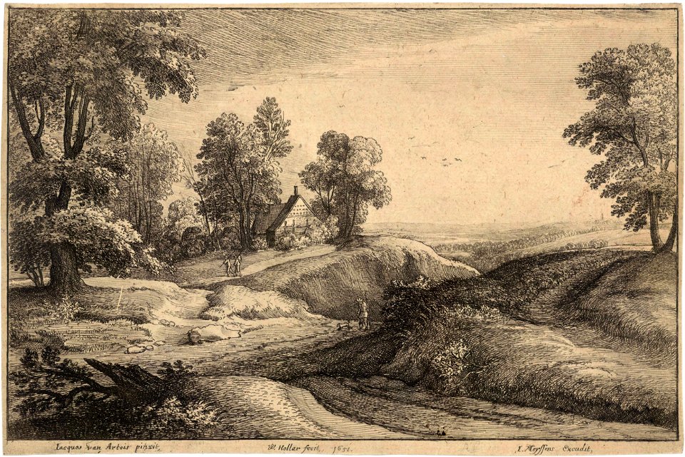Wenceslas Hollar - Cottage on a hill (State 1)