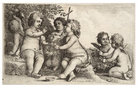 Wenceslas Hollar - Jesus, John, and four cherubs (State 1)