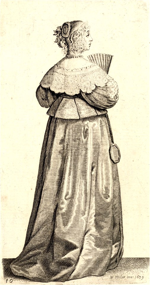 Wenceslas Hollar - Lady with fan and mirror (State 2)