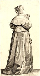 Wenceslas Hollar - Lady with fan and mirror (State 2)