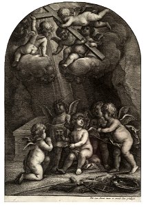 Wenceslas Hollar - Five cherubs at the tomb (State 1)