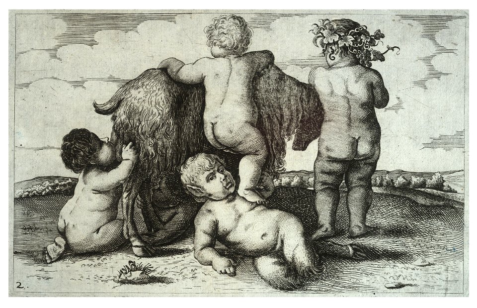 Wenceslas Hollar - Four boys, a young satyr, and a goat 2