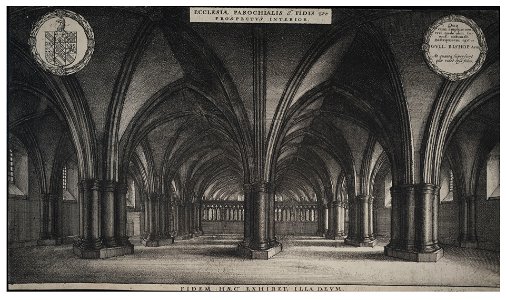 Wenceslas Hollar - Interior of the crypt of St Paul's (St. Faith) (State 1)