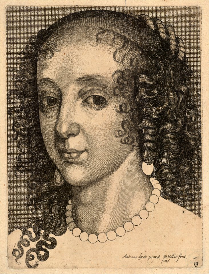 Wenceslas Hollar - Henrietta Maria, after van Dyck (State 2)