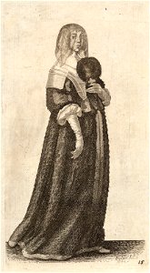 Wenceslas Hollar - Lady with veil and feather fan (State 1)