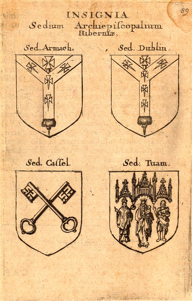 Wenceslas Hollar - Arms of Irish bishoprics (State 1)