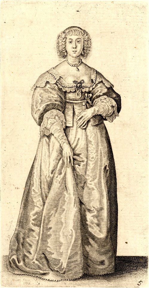 Wenceslas Hollar - Lady with ribbon round her waist (State 3)