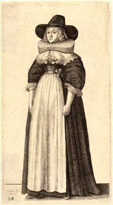 Wenceslas Hollar - Lady with wide-brimmed hat and ruff (State 1)