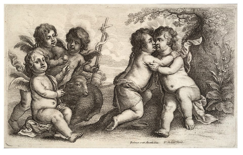 Wenceslas Hollar - Jesus, John, and cherubs (State 1)