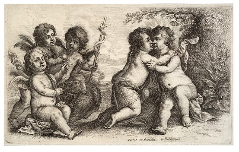 Wenceslas Hollar - Jesus, John, and cherubs (State 1)