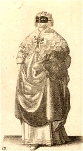 Wenceslas Hollar - Lady with mask and muff (State 1)